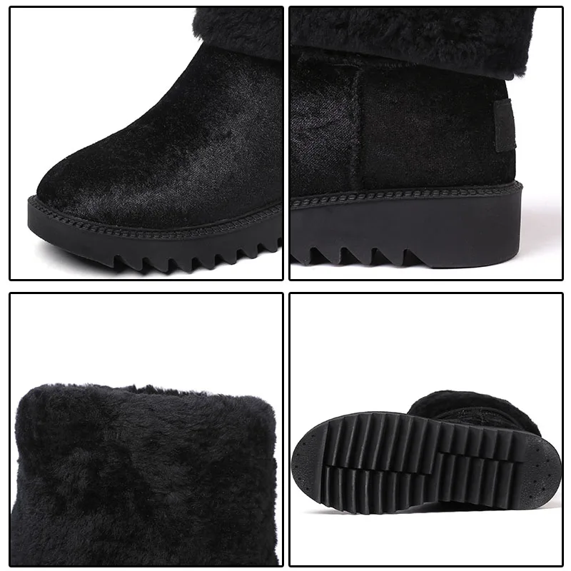 Broder Fleur Bottes Suède 2019 Chaud Ethnique Chaussures Ft556 forme Dame Laine De Nutural D'hiver Vache En Neige Phoentin Femme Noir Plate yNP8nv0wmO