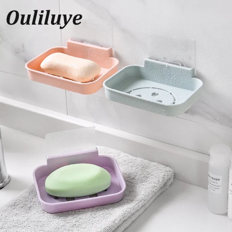 

1PCS Smile Face Soap Box Organizer Soap Sponge Cosmetic Suction Holder For Bathroom Kitchen Versatile Convenient Drain Rack