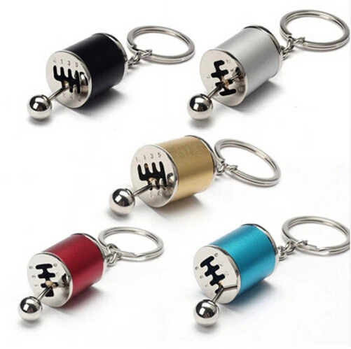 

2018 New Chrome Finish keychain Gear Box Lever Shift Key Chain Ring Cylindrical Nice Keyring