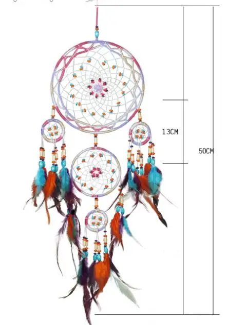 Ручной работы красочные декоративные Ловец снов настенный висящий мечтатель искусство отделки перьями дети вещи стены в комнате домашний декор колокольчики