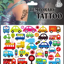 Мультфильм транспортных средств автомобиль автобус тату наклейки 4 шт. игровые Игрушки для девочек и мальчиков Детские Вечерние Декорации и подарки на день рожденья Забавный аниме