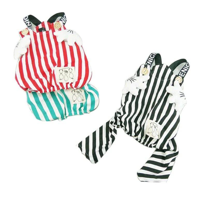 

Spring Summer Cool Sling Pet Dog Jumpsuit Fashion Casual Striped Clothes for Dogs Cartoon Chihuahua Clothing Pet Soft Apparel10A