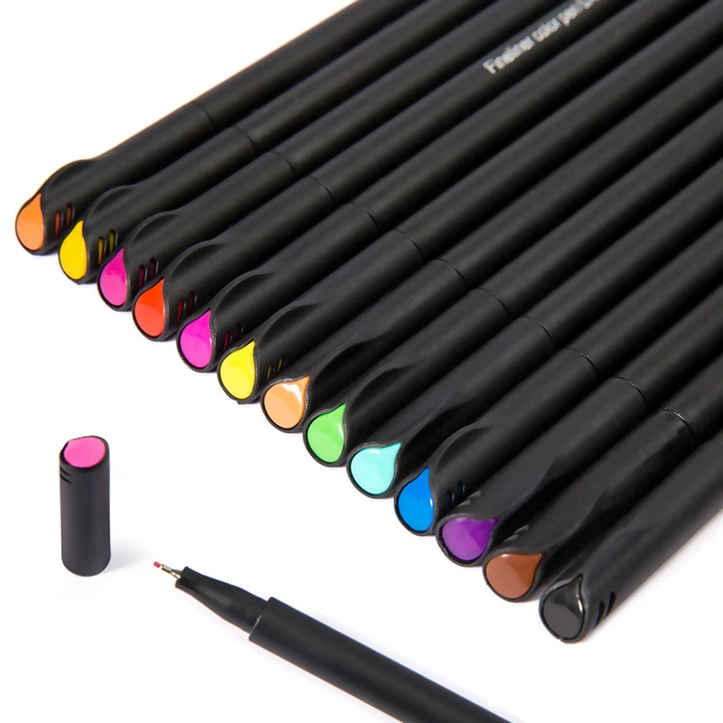 12/24 colores 0.4mm Fineliner Color Pen Micron Liner Marker Pens Water