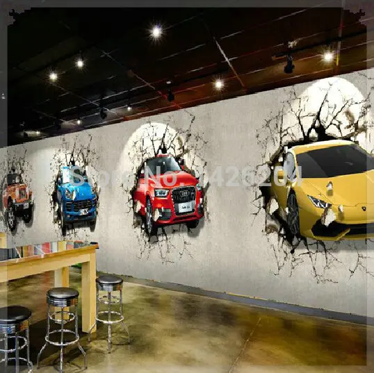 Great Wall Custom 3d Car Broken Wall Mural Wallpaper Office Personality Restaurant And Bar Tv Background Wall Large Murals Tapet Wallpaper Monitor Wallpaper Purplewallpaper Classic Aliexpress