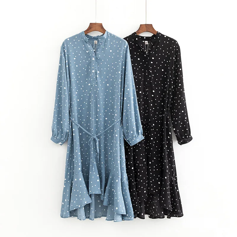 

2019 Plus Size Casual Dresses Spring Women Clothing Fashion Loose Long Sleeve Chiffon Dress S75-8904