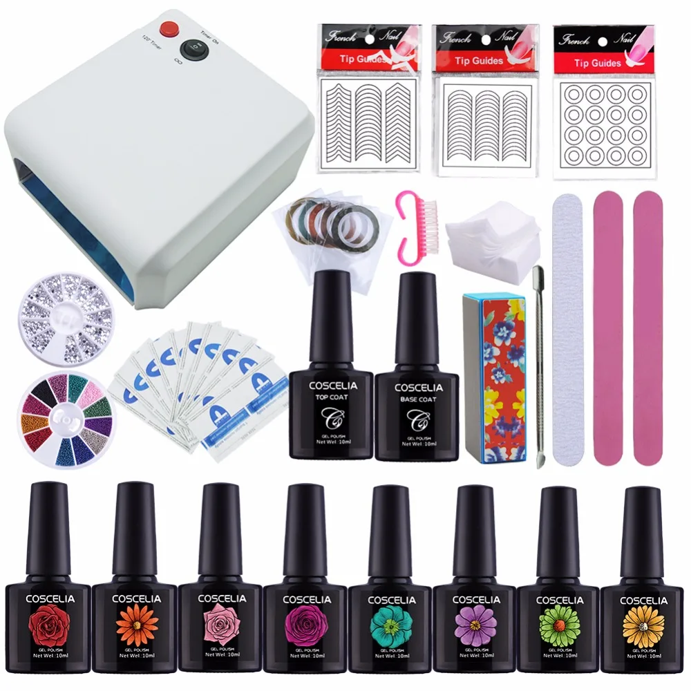 

COSCELIA Pro Nail Salon Kit 36W UV Lamp For Nail Dryer Machine Manicure Tools Nail Art Set Soak Off UV Gel Polish Base Top Coat