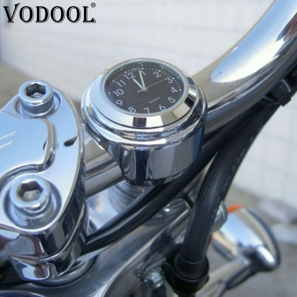 

Universal 7/8" Chrome Motorcycle Handlebar Mount Quartz Clock Watch Waterproof For Harley Davidson Honda Yamaha Suzuki Promotion