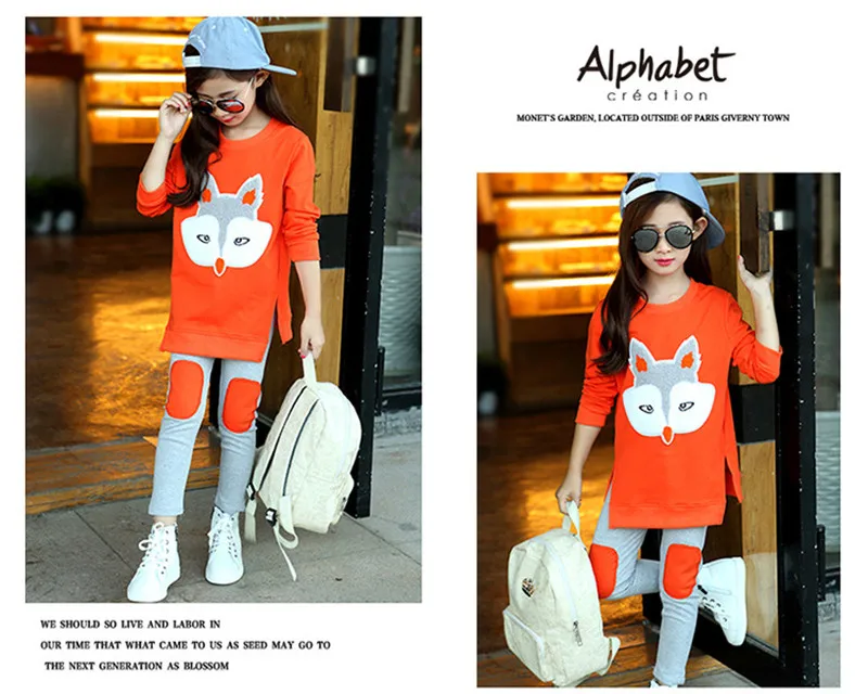  Fox Tshirt Tops Patch Leggings 2PCS Clothes Sets 11