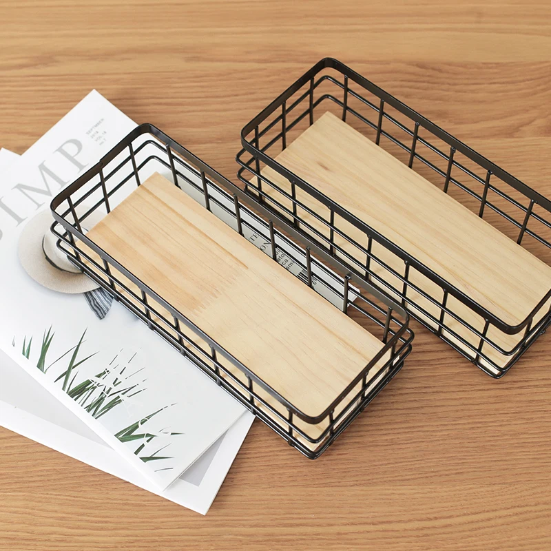 Wooden Iron Wall Shelf White Black Kitchen Bedroom Home Decor Organization Holder Wall Mounted Storage Rack Modern Style