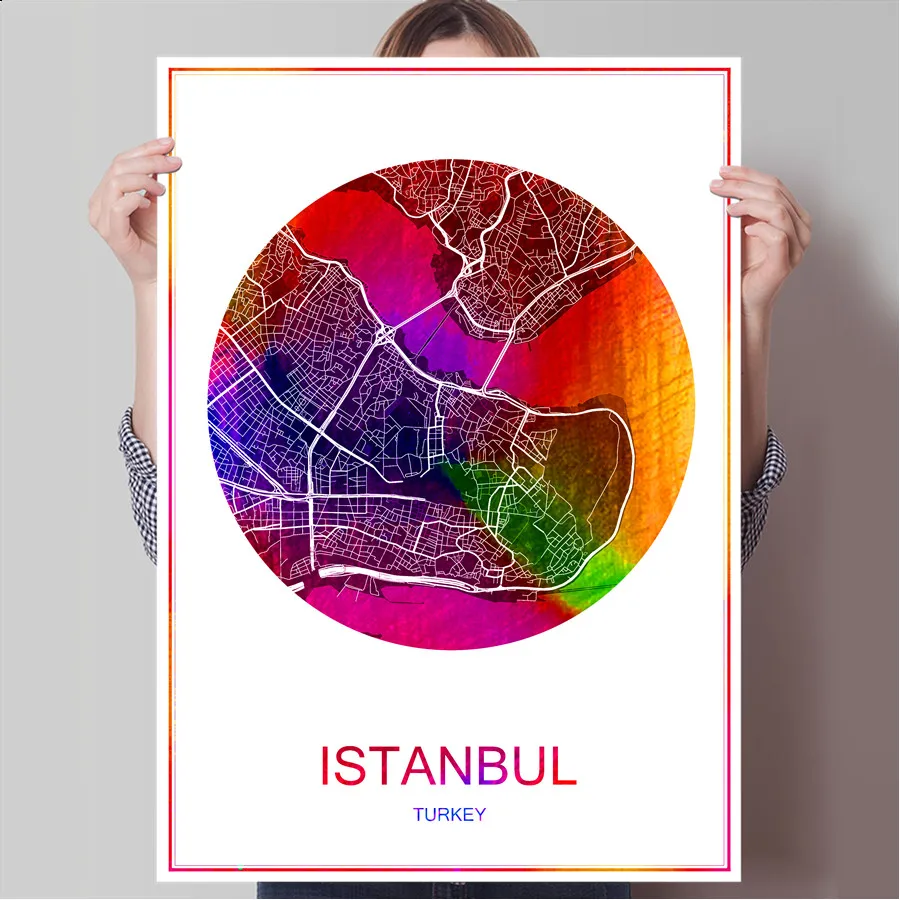 

Abstract World City Map ISTANBUL Turkey Print Poster Print on Paper or Canvas Wall Sticker Bar Cafe Living Room Home Decoration