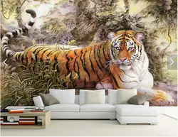 Пользовательские Papel де Parede 3D, китайский стиль живописи Тигра для гостиной, спальни Ресторан фон стены виниловые обои