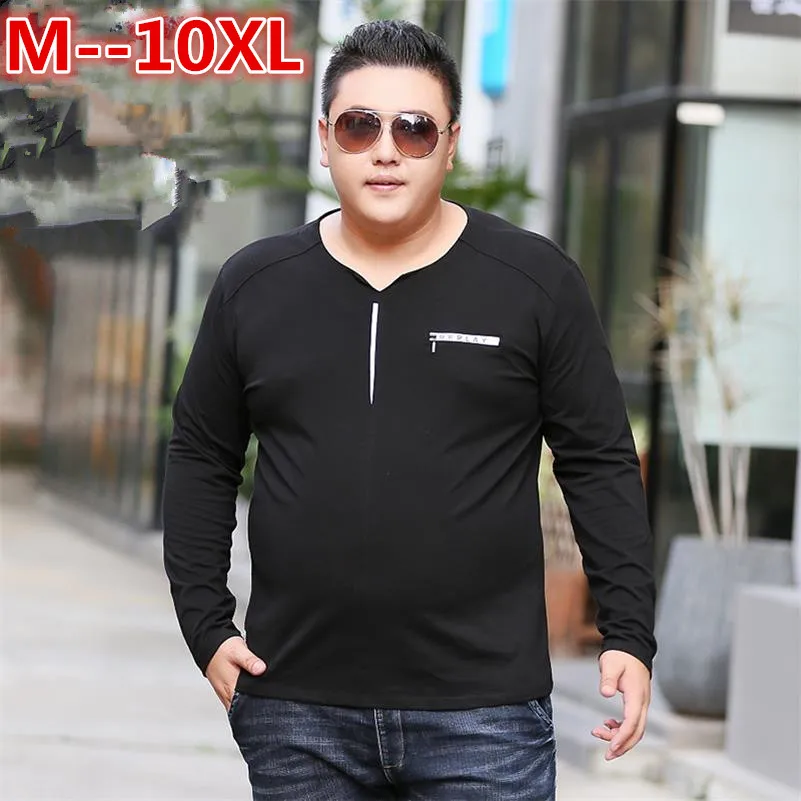 Большой размер 10XL 8XL 6XL 2018 Новая Осенняя мужская футболка с длинным рукавом