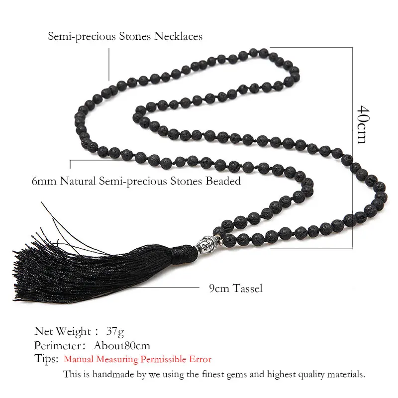 SHINUS BOHO классическое ожерелье с головой Будды для женщин, ожерелье из черного вулканического камня для медитации и молитвы, религиозные украшения