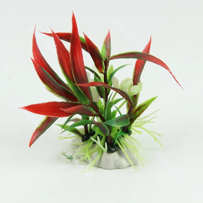 

Aquarium Fish Tank Landscape Ornament Decor Red Artificial Plastic Water Plant