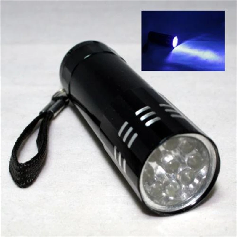 

10pcs Super Mini Aluminum UV Ultra Violet 9 Led Flashlight Blacklight Torch Light Lamp Lightweight Aluminum Case Dropshipping