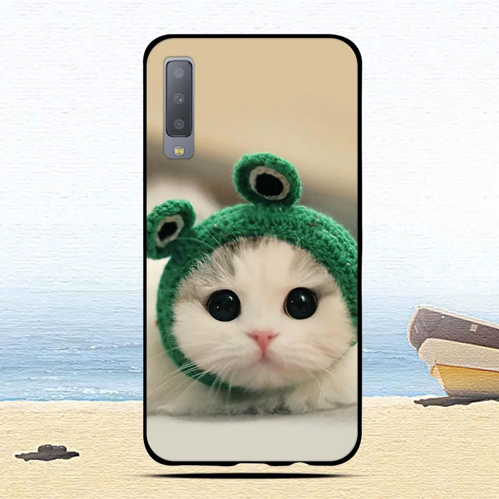 Роскошный чехол для samsung Galaxy A7 с цветочным принтом кота из мультфильма, задняя крышка для samsung A750 A750F, чехлы Fundas Coque