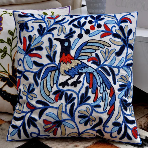 Павлин подушки с вышивкой Обложка домашний декор синие декоративные наволочки для подушки животное наволочка с вышивкой красные подушки для дивана