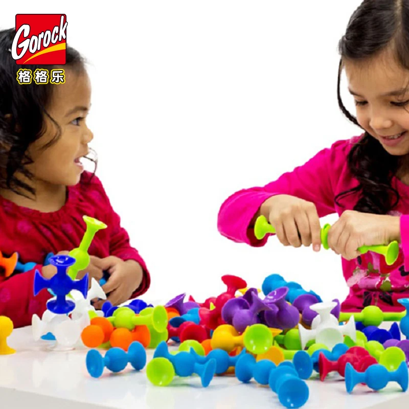 

New Soft Building Blocks Kids DIY Pop Sucker Funny Silicone Block Model Construction Boys Girls Toy For Children Christmas Gifts