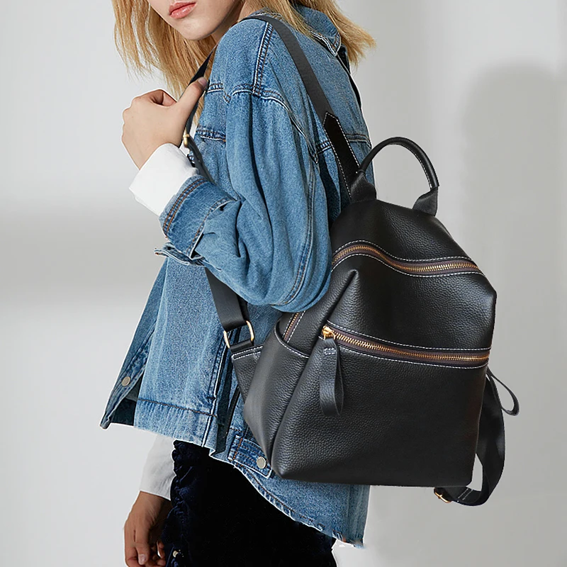 NMD Leather mini ladies tide bag head layer cowboy wild leisure travel small backpack Ultra light and super soft women | Багаж и сумки