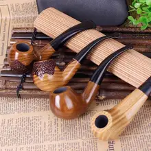 Новинка, традиционный стиль, ручная работа, натуральный табак, черное дерево, изогнутая курительная трубка с аксессуарами для курения, мужской подарок