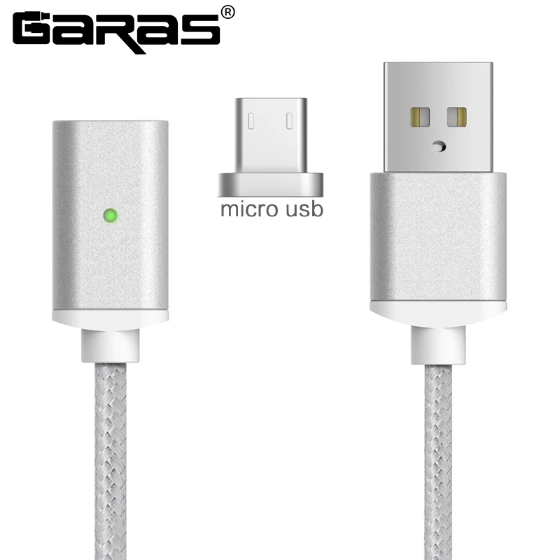 GARAS Магнитный кабель для iphone Micro Тип usb C 3in1 мобильного телефона Магнит кабель быстрой зарядки Магнитная Micro USB Кабель-адаптер - Цвет: silver micro usb