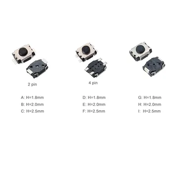 

200pcs/lot 3*4*1.8/2.0/2.5mm 2 pin 4 pin Push Button Switch without Position 3x4x1.8/2.0/2.5 mm Tact Switch