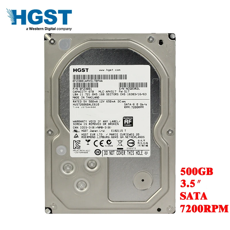 

HGST Brand 500GB Desktop PC 3.5" Internal Mechanical Hard disk SATA 6Gb/s HDD 500 GB 7200 RPM 16 MB Buffer free shipping