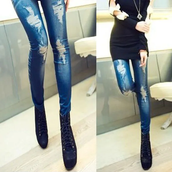 

Retro Lady Women Skinny Slim Distressed Stretchy Jeans Leggings Jegging Pants