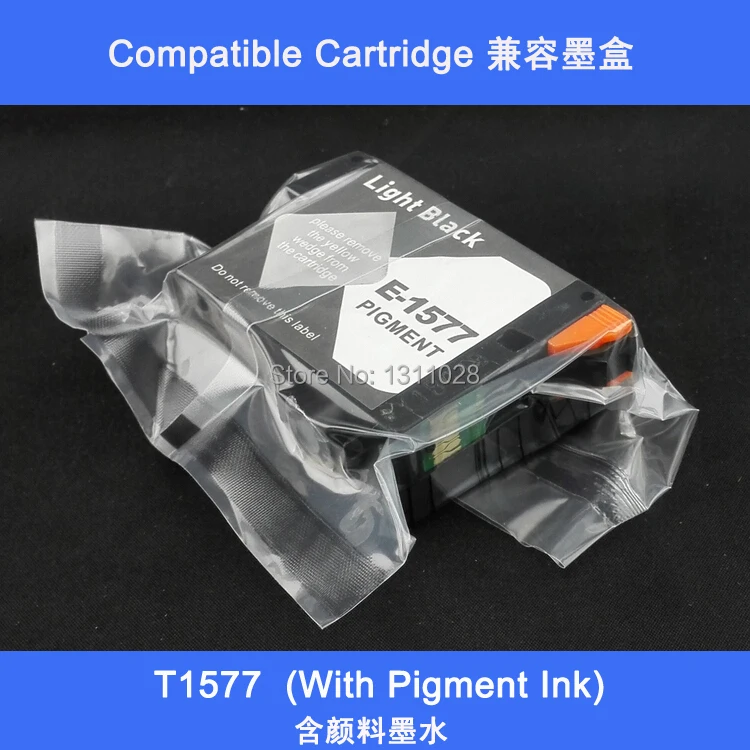 

INK WAY 4 PACK 1 lot, T1577 Light Black ink cartridge with pigment ink ,T1577 LBK cartridge