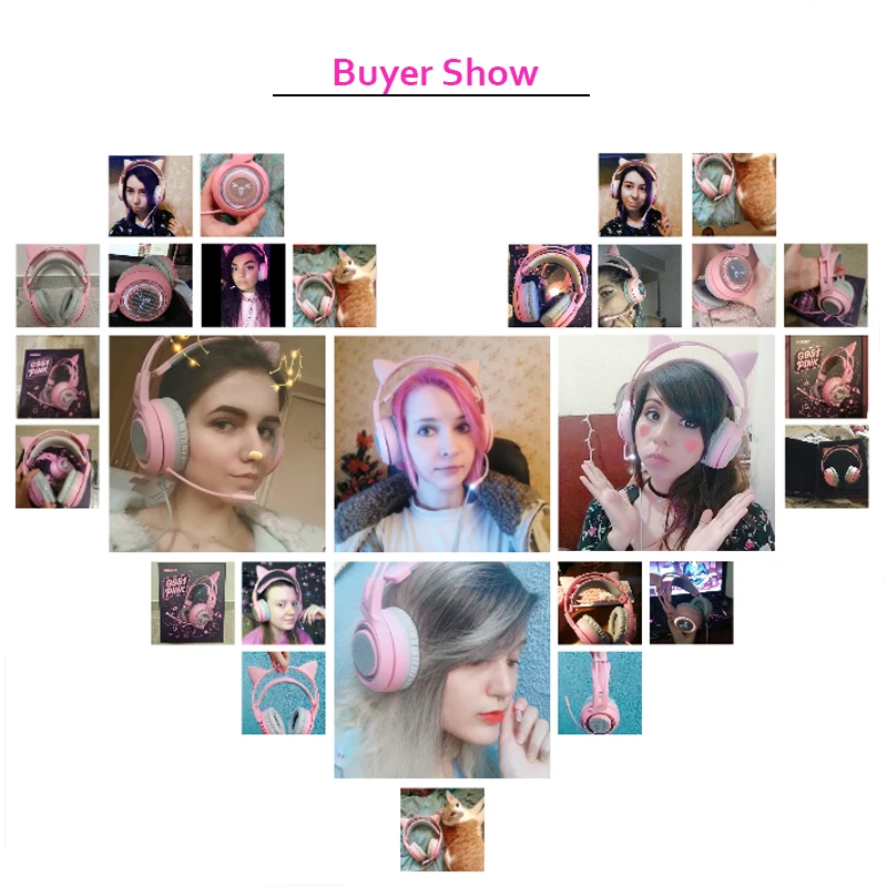 Цена SOMIC G951 розовые кошачьи наушники виртуальной 7,1 с шумоподавлением, игровые наушники, вибрация, светодиодный, USB гарнитура, наушники для девоче...