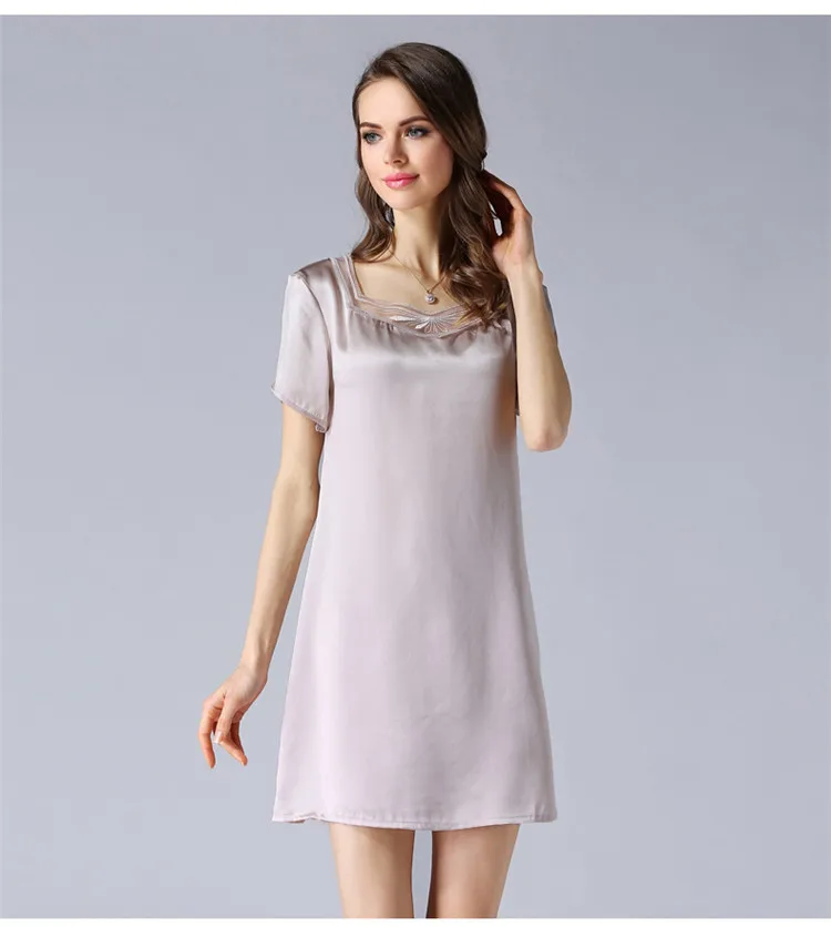 Высококачественная женская ночная рубашка из натурального шелка, летняя ночная рубашка с коротким рукавом, женская ночная рубашка из шелка тутового цвета, ночная рубашка, одежда для сна