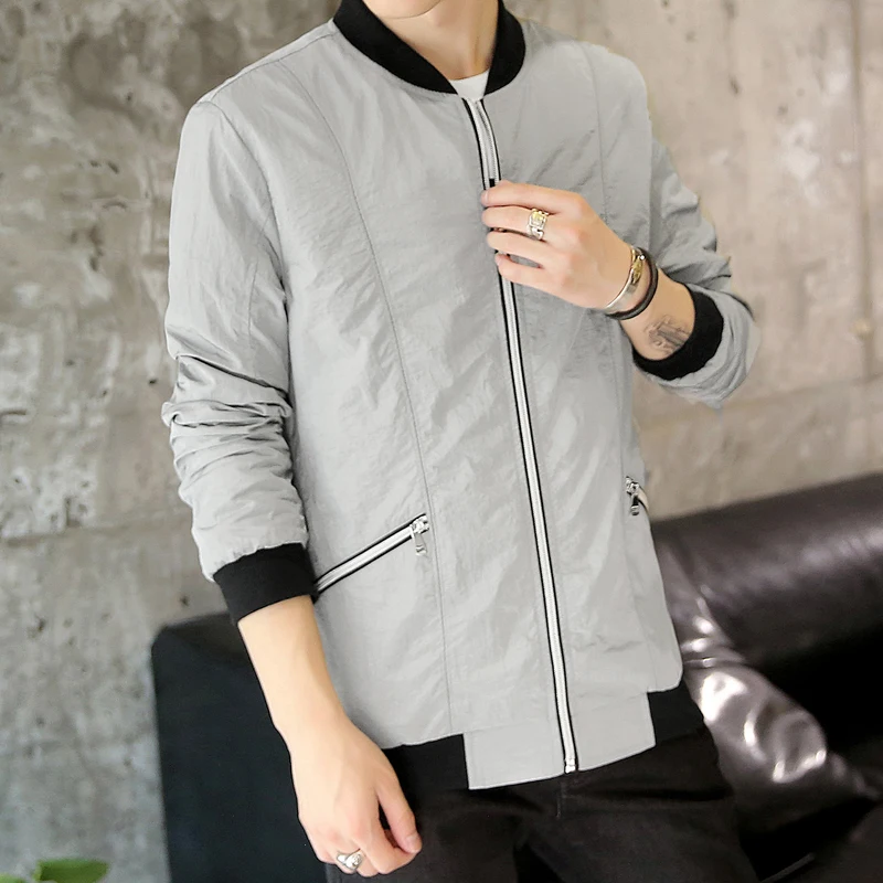 2019 الشتاء معطف الرجال الربيع الخريف الرجال جاكيتات الصلبة الأزياء معاطف الرجال البيسبول سترة منفذها سترة الذكور عارضة ضئيلة 4XL 1095