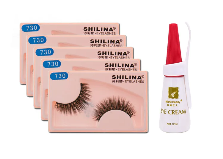 SHILINA 5 Pairlot 3D False Eyelashes Natural Long Fake Lashes Mink Full Strip Black Eye Lashes Free Gift False Eyelash Glue (2)