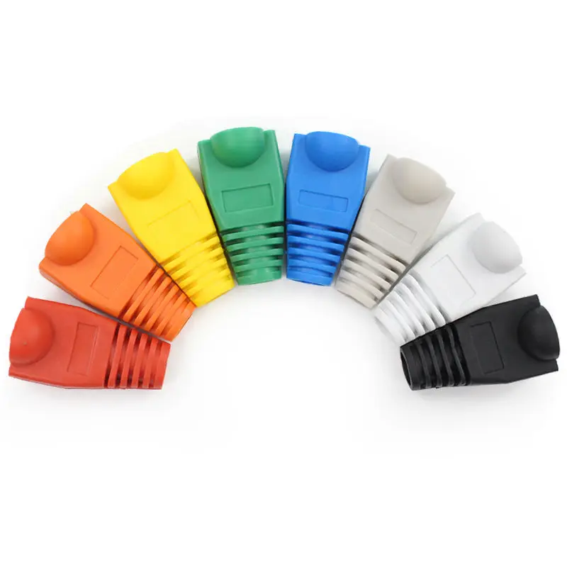 100 pcs Cat5e//Cat6//RJ45 Ethernet Cable Connector Strain Relief Boots Orange