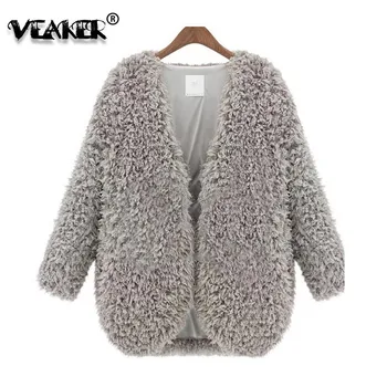 

2018 Winter Women New Faux Fur Coat Short Jacket Long Sleeve Warm Fur Coat Autumn Lamb Fox Basic Jackets No Collar Coats S-XL