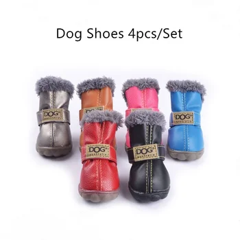 

4pcs/Set Dog Shoes Warm Winter Pet Boots for Small Medium Dogs Chihuahua Waterproof Snowshoes Outdoor Puppy Outfit Anti Slid