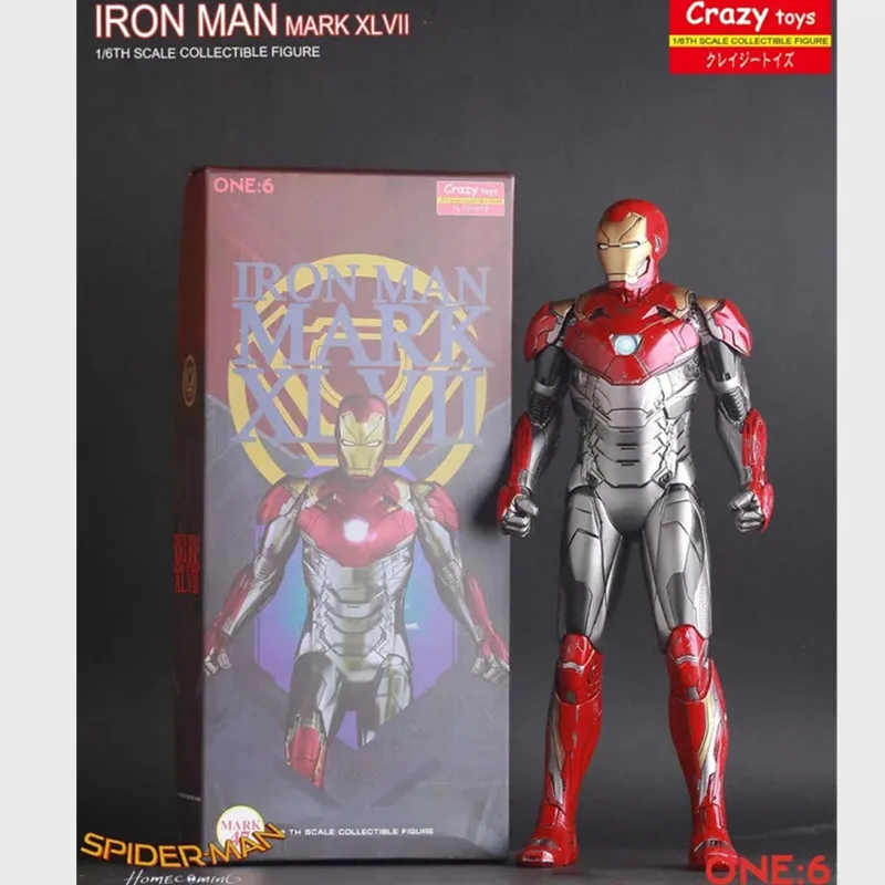 Marvel The Avenger Figure Iron Man Crazy Toys Iron Man Mark XLVII Mk 47 ONE:6 Figure Action PVC Collection Model Toy for boy 16