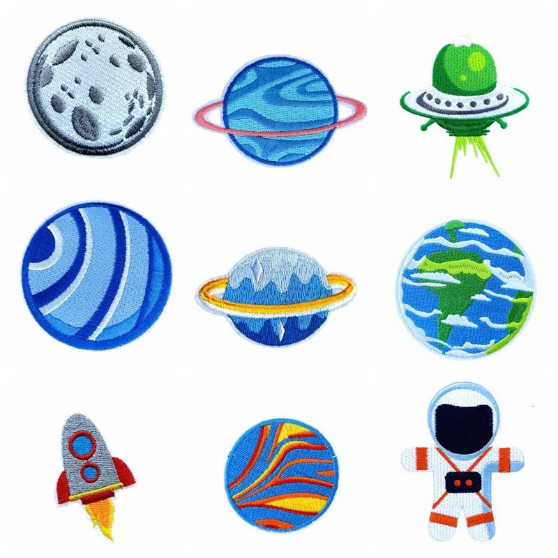 

Space Flight Alien Embroidery Spacecraft Patch for Clothing Iron on Applique Patch rocket Badge Garment DIY Apparel Accessories