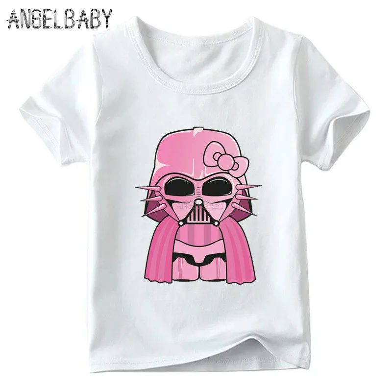 

2019 Boys/Girls Pink Darth Vader Cartoon Print T-shirt Kids Summer Short Sleeve Tops Baby Star Wars Funny Tshirt,HKP5134