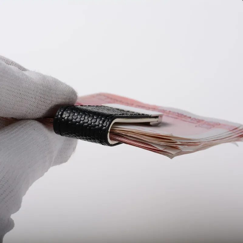 QOONG pince à billets porte-pince à billets Portable en cuir mince