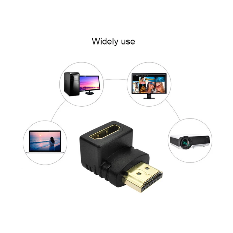 HDMI прямой угол мужчина к HDMI V1.4 Женский позолоченный кабель адаптер 90 градусов HDTV 1080P HDMI Кабельный разъем