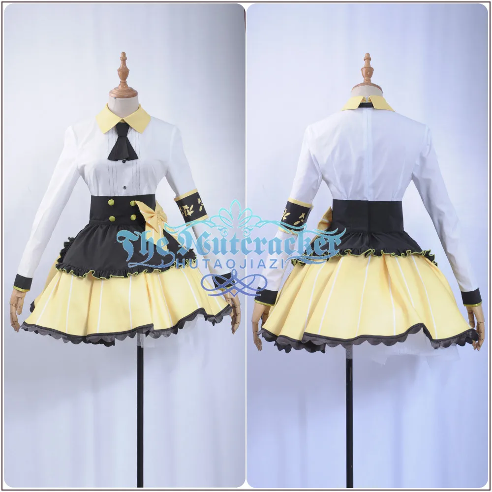 x_01 Love live Cosplay Valentine's Day unwaking Hoshizora Rin Cos Costume Sexy Cosplay Maid Uniform Skirt Socks Dress Wig Hairpin (1)