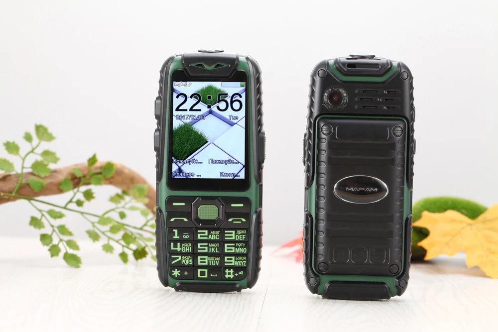 Ударопрочный пылезащитный Противоскользящий резиновый фонарик с двумя sim-картами, большой ключ, Дополнительный внешний аккумулятор, долгий режим ожидания, армейский внешний прочный мобильный телефон M6