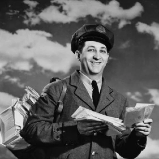 Close-up of a postman delivering mail Poster Print (18 x 24)