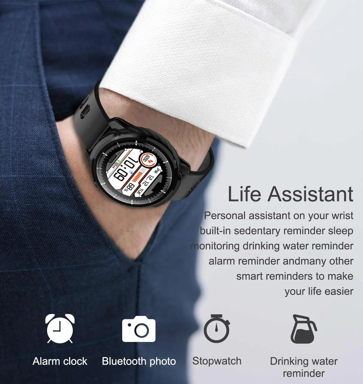 oxigênio pressão arterial tempo exibição smartwatch banda
