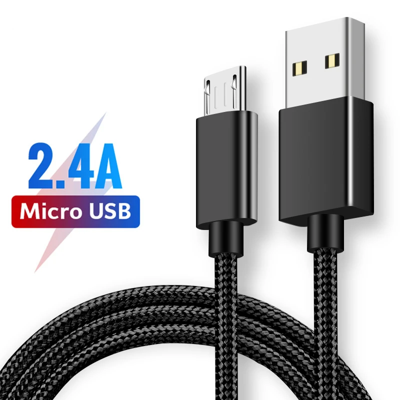 

REZ Micro USB Cable 2.4A Fast Data Sync Charging Cable For Samsung Huawei Xiaomi LG Andriod Microusb Mobile Phone Cables