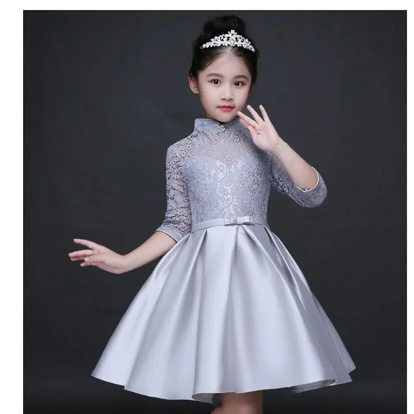 Baby Girl Kid Evening Party Dresses For Girl Wedding Princess Clothing 2017 New Solid Color Bow Moderator Dress Children Clothes HTB1 LHmQFXXXXarXXXXq6xXFXXXm - Baby Girl Kid Evening Party Dresses For Girl Wedding Princess Clothing 2017 New Solid Color Bow Moderator Dress Children Clothes