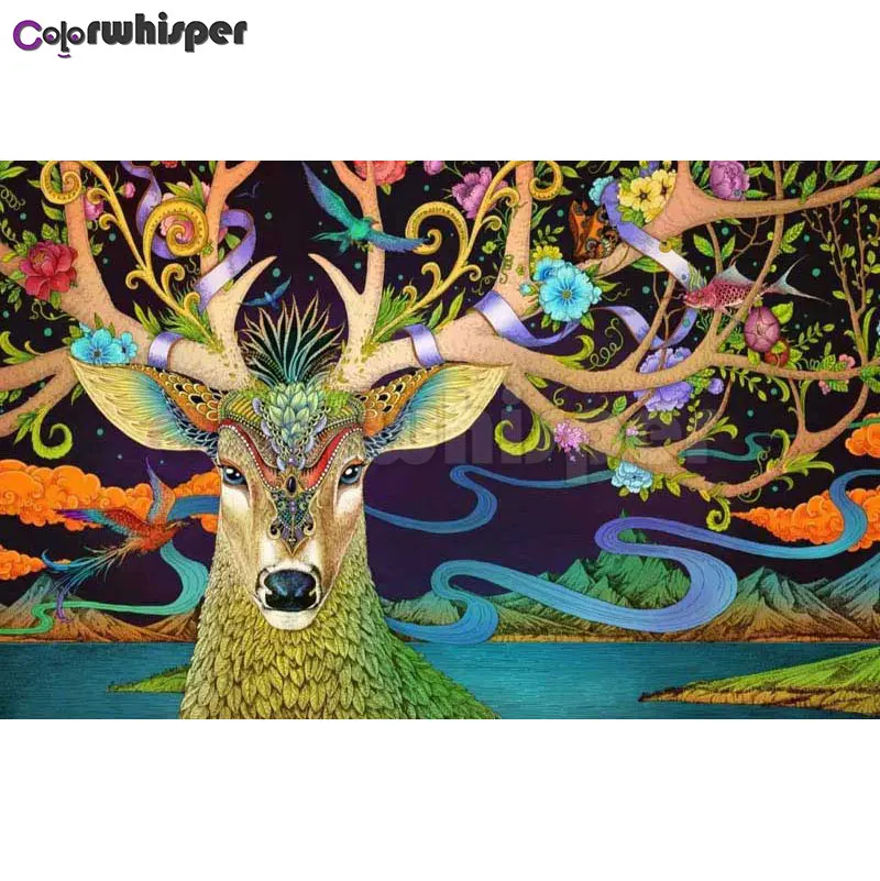 

Diamond Painting Full Square/Round Drill Daimond Painting"Sika Deer Flower Fairyland"Mosaic Rhinestone Embroidery Cross 398DP