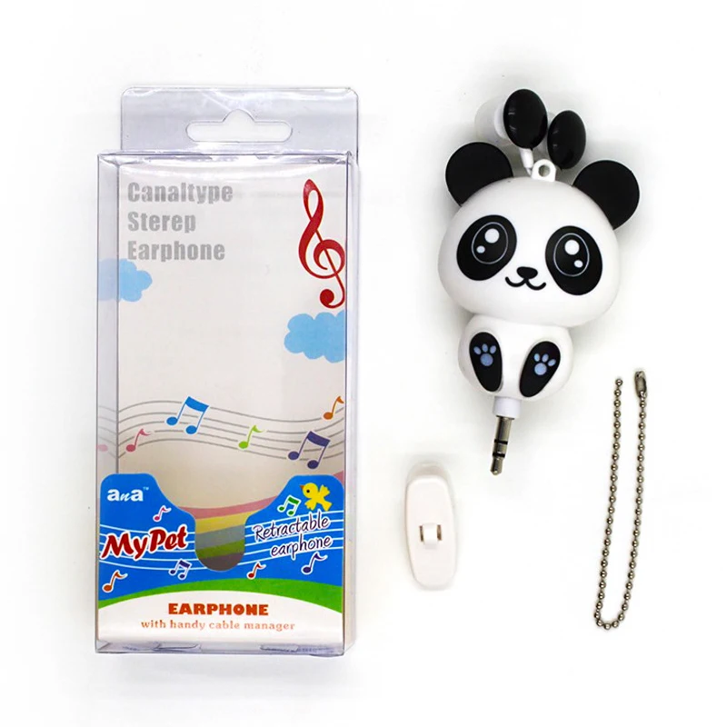 Chiclits In-Ear Earphones Cartoon Panda Cheese Cat Chi Sweet Home Headphones Retractable Automatic Headphones for Iphone Android1