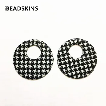 

New arrival! 36mm 100pcs/lot round-shape acrylic black and white patter print charms for earring/Jewelry making(As shown)